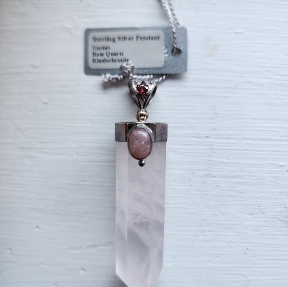 Rose Quartz Sterling Silver Pendant - Picture 3 of 4
